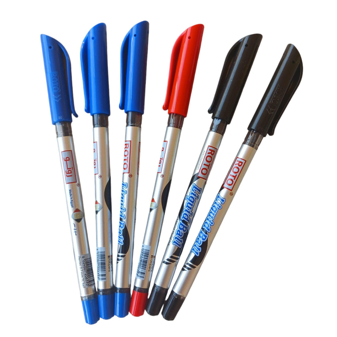 Roto Original Half Dozen Liquid Ballpoint Pens - 3 Blue 2 Black 1 Red - 0.7 mm