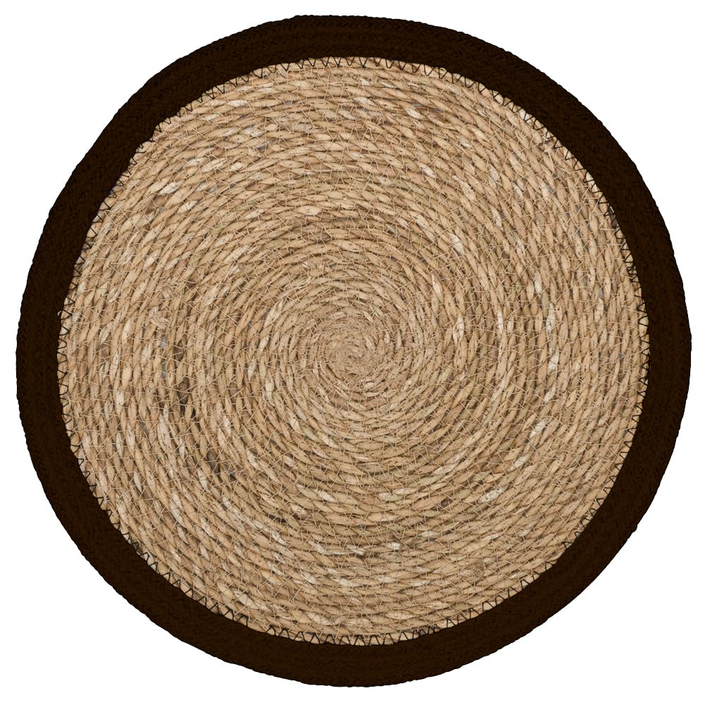 Plan A Rattan Woven Table Coaster 35cm Natural Handmade Farmhouse Table Runner Braided Placemat for Dining Table Home Wedding Party (Brown Edge)