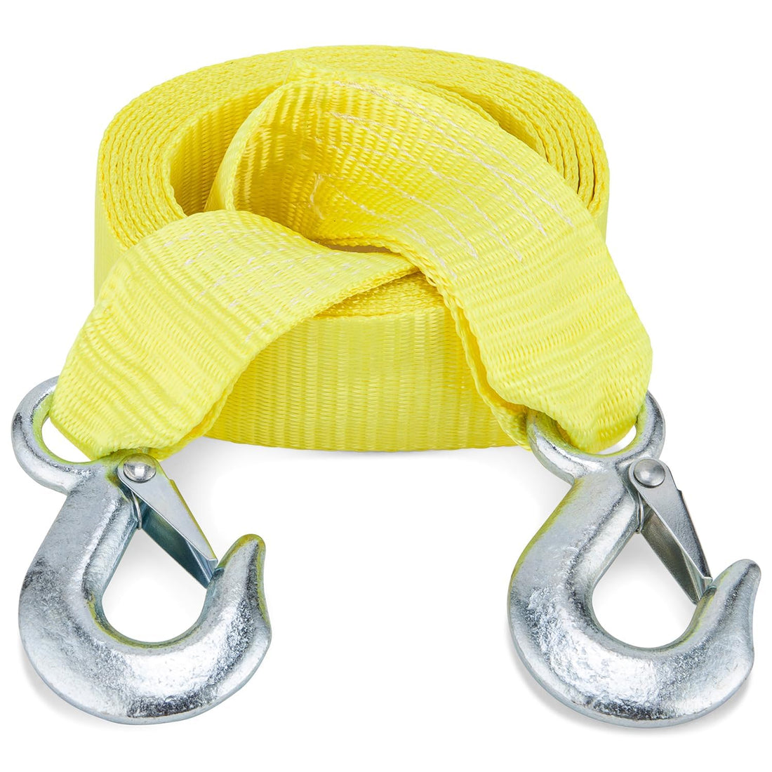 AOR Yellow Towing Strap Rope with Safety Hooks 10000 LB Yellow 2 inch x 13 feet