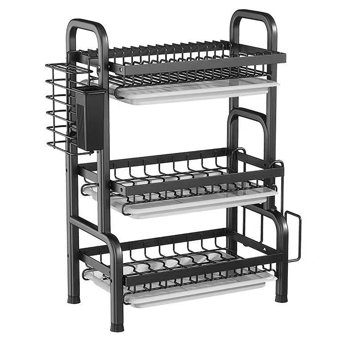 3 Tier Dish Drying Rack,Space Saving Stainless Steel Kitchen Dish Organizer,17 inch x 9.5 inch x 25 inch,Dish Holders for Plates for Drying,Cutting Board Rack,draining Rack,Dish Storage Rack
