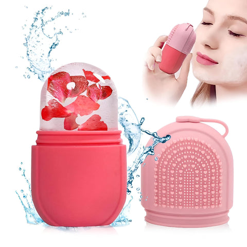 3 in 1 Ice Roller for Face and Eyes - Multifunctional Massage Tool with Ice Mold, Exfoliator and Brush Cleaner to Revitalize Skin, Reduce Swelling and Soothe Inflammation Naturally (1pcs)