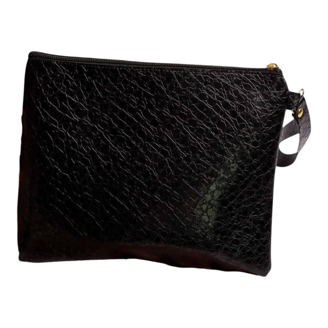 Portable Leather Small Makeup Organizer Bag Waterproof Zipper Bag for Women Code 1384 (Black)