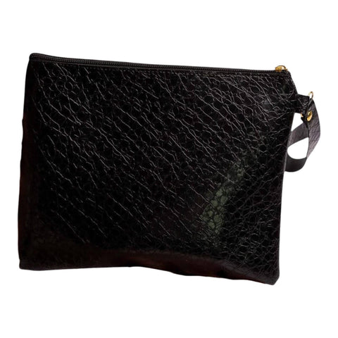 Portable Leather Small Makeup Organizer Bag Waterproof Zipper Bag for Women Code 1384 (Black)