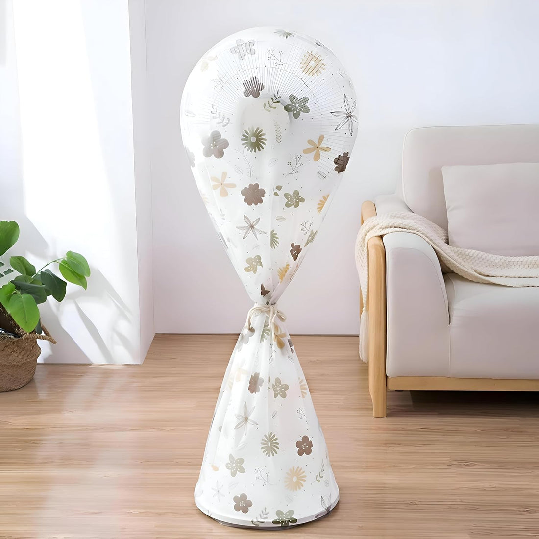 Vertical fan cover, stand for remote use, attractive striped graphic design, washable and ready to use, made of water-resistant and soil-resistant materials (pcs 1)