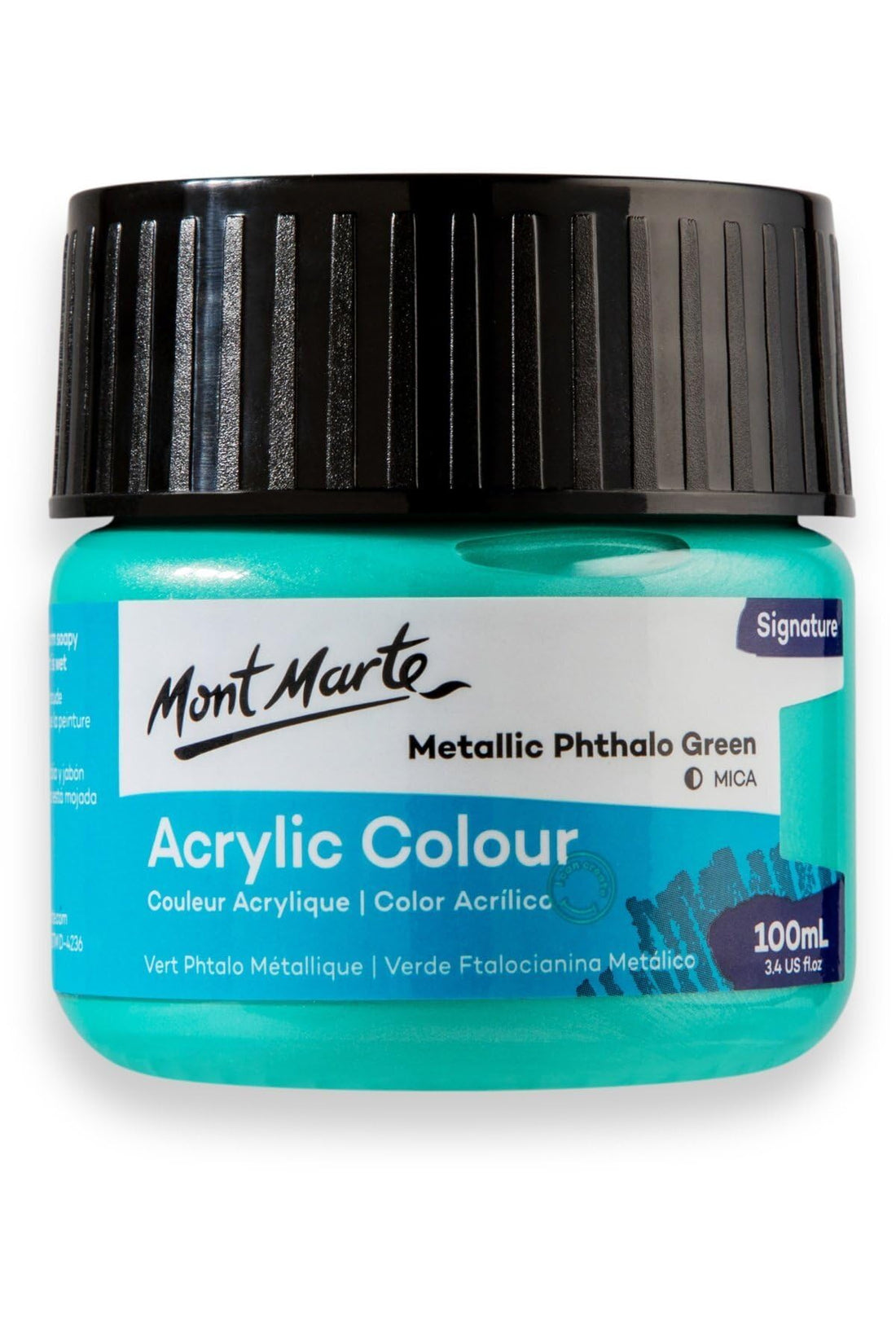 Monte Marte MSCH1105 Acrylic Colour Paint 100 ml, Metallic Phthalo Green
