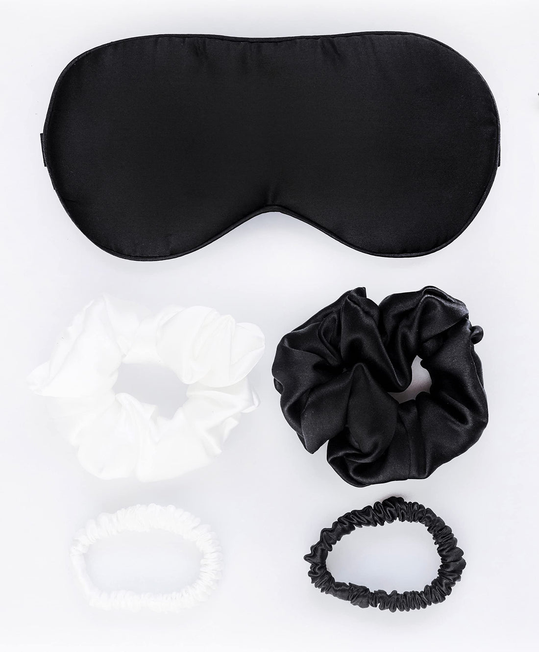 Chia Home Silk Sleep Eye Mask with Soft Mulberry Silk Blindfold for Full Night Sleep with 4 Comfortable Hair Scrunchies