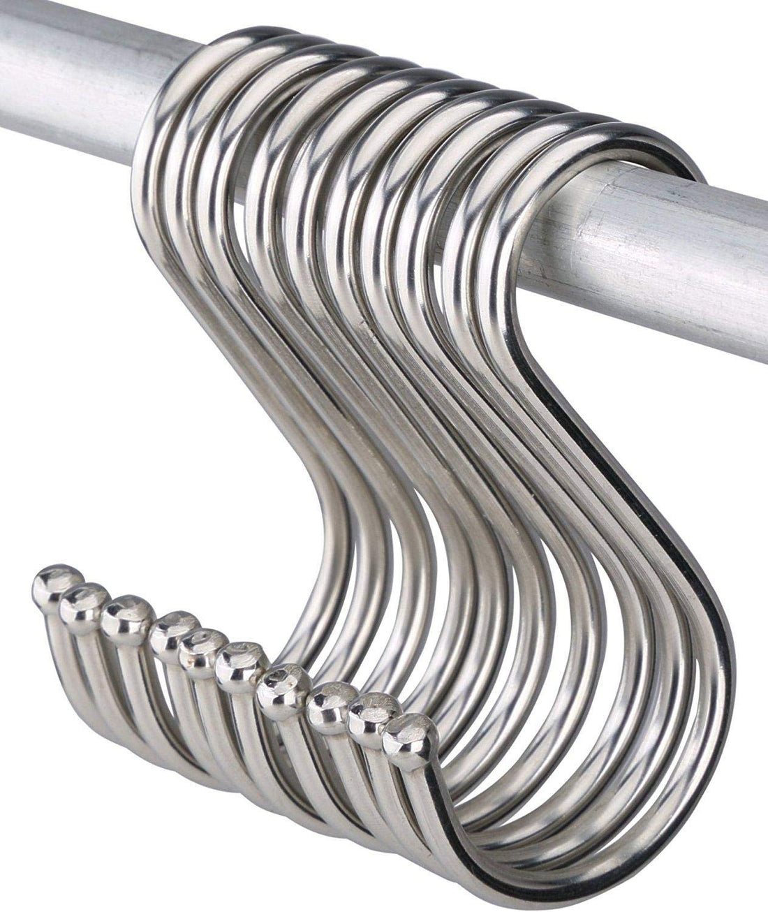 Stainless Steel S-Shaped Hooks 10pcs Polished Round Kitchen Tools
