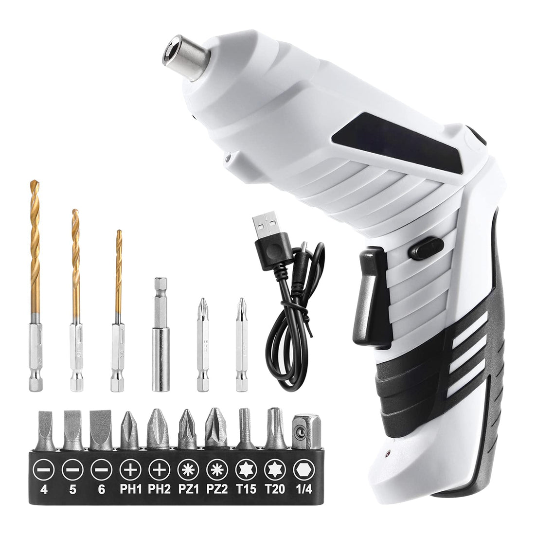 VILLCASE Mini Drill Cordless Drill with Bits Set, Household Screwdriver for DIY Drilling Wall, Bricks, Wood, Metal