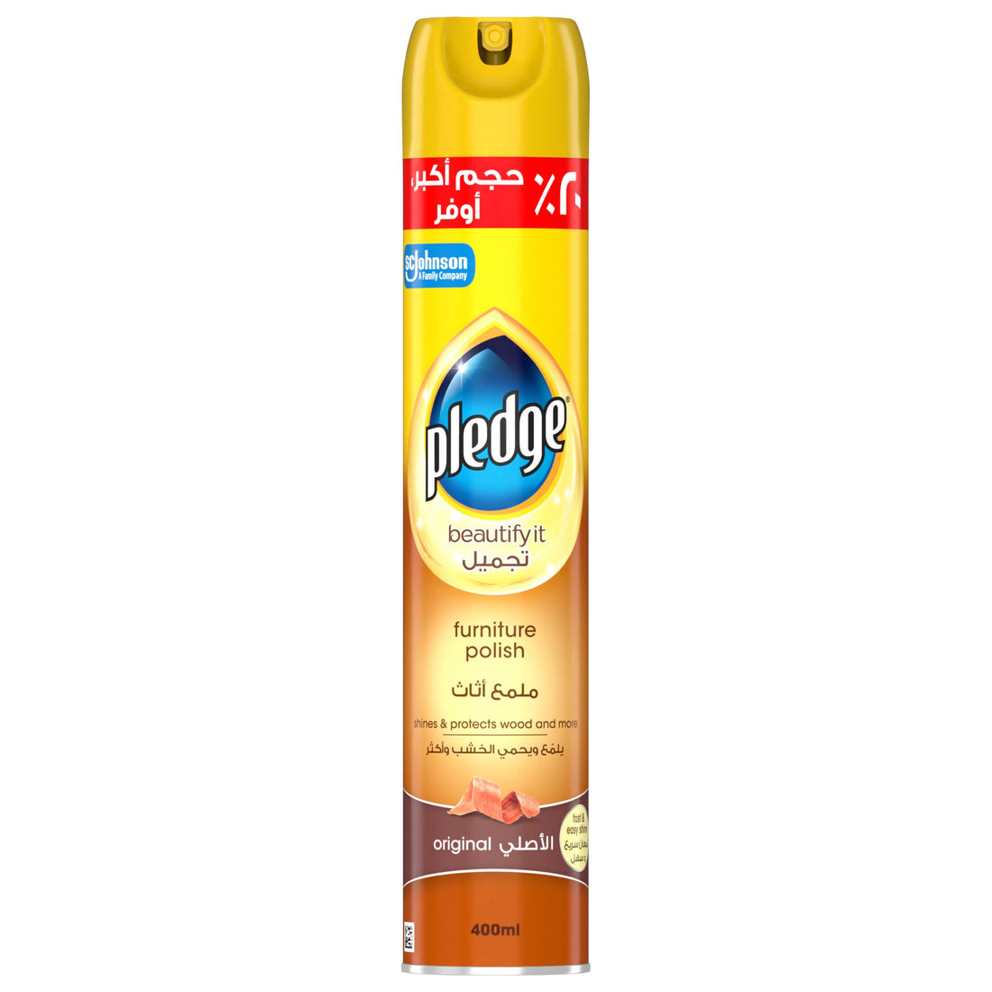 Pledge Furniture Polish Spray, Original Scent, 400ml