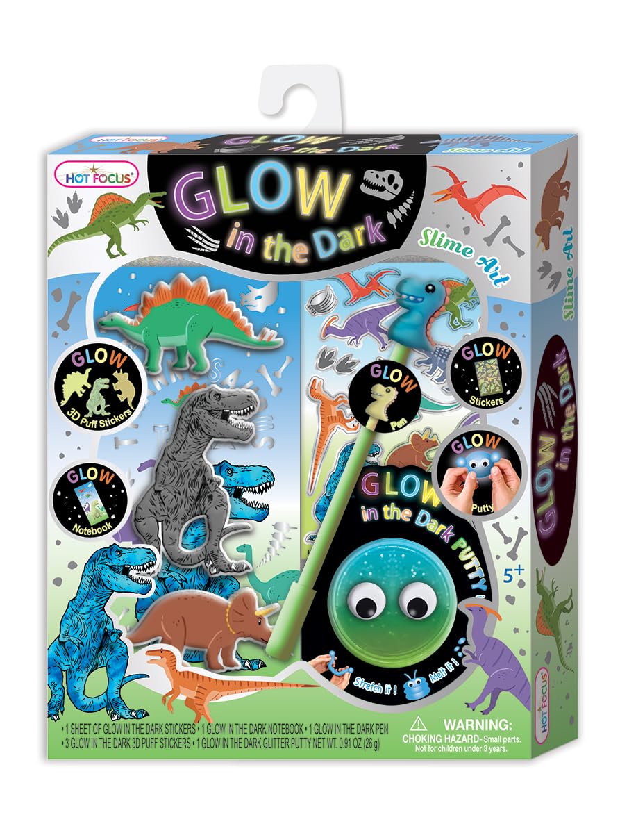Hot Focus Dinosaur Glow In the Dark Slime Art