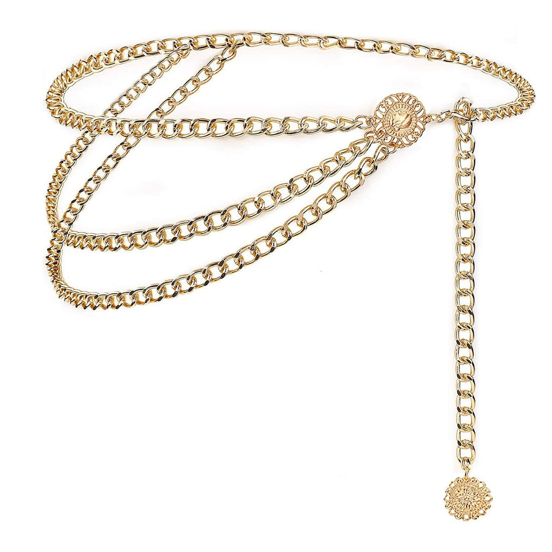 Multilayer Waist Chains Belt Jewelry Set for Womens 2pcs Sexy Dress Gold Body Belly Chain Adjustable with Long Tassel Rave Accessories Body Jewelry Charms for Girls Pants Link Belts preppy jewelry
