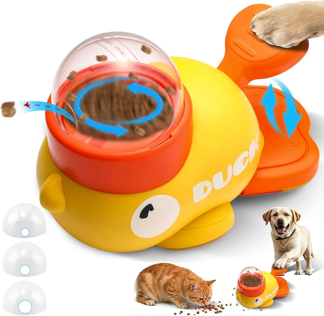 Interactive Cat Toys Food Puzzle Slow Feeder, Dog Treat Dispenser Toy Duck-Shaped Enrichment Toy for Small Medium Dogs and Cats, IQ Training and Exercise Small Animal Bowls