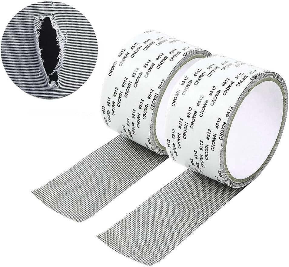 OVA Window Screen Repair Tape – Mesh Adhesive Tape for Fixing Holes and Tears in Window Screens and Screen Doors – Durable, Strong, Easy to Apply (2 Pieces)
