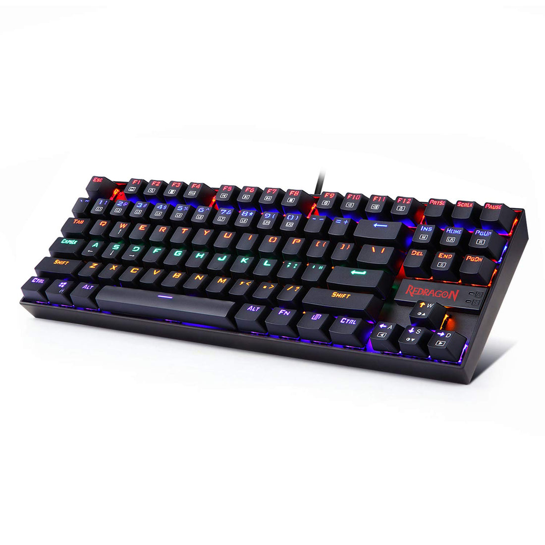 Redragon K552 KUMARA Mechanical Gaming Keyboard - (Brown Switches) Rainbow LED - Hotswappable Switches - English & Arabic Keys (Black)