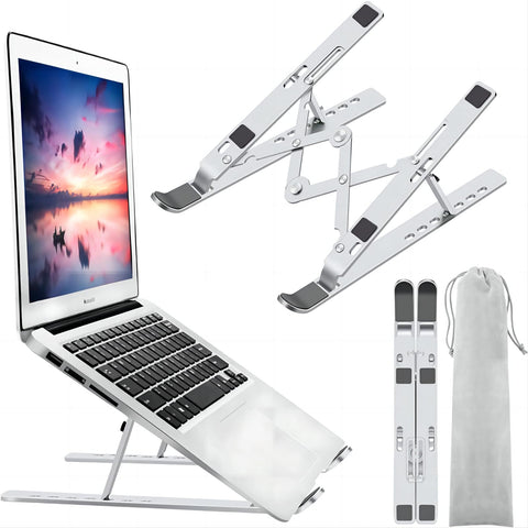 Laptop Stand, Laptop Holder Riser Computer Stand, Adjustable Aluminum Foldable Portable Notebook Stand, Compatible with MacBook Air Pro, HP, Lenovo, Dell, More 10-15.6” Laptops and Tablets (Silver)