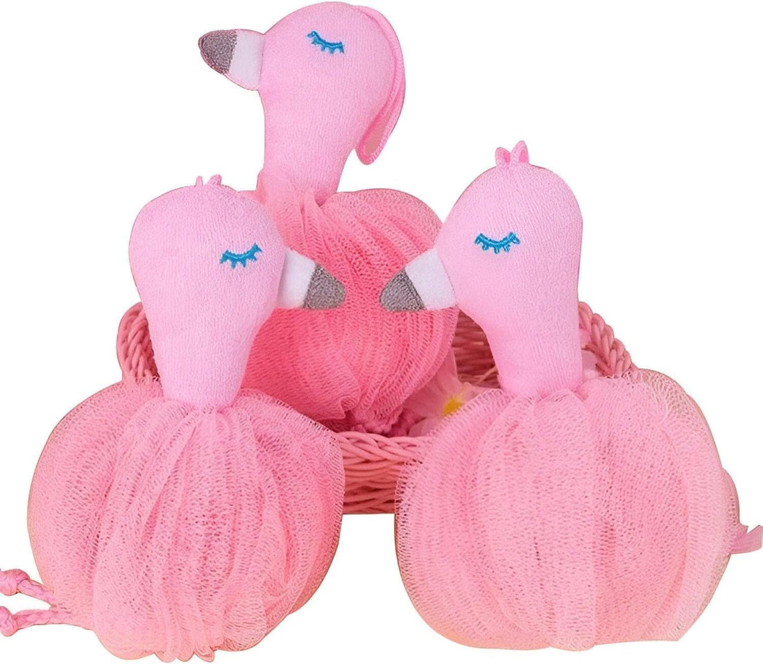 Flamingo Bath Loofah Ball - Funny Flamingo Mesh Bath Ball Perfect for Foaming and Comfortable Hanging Rope