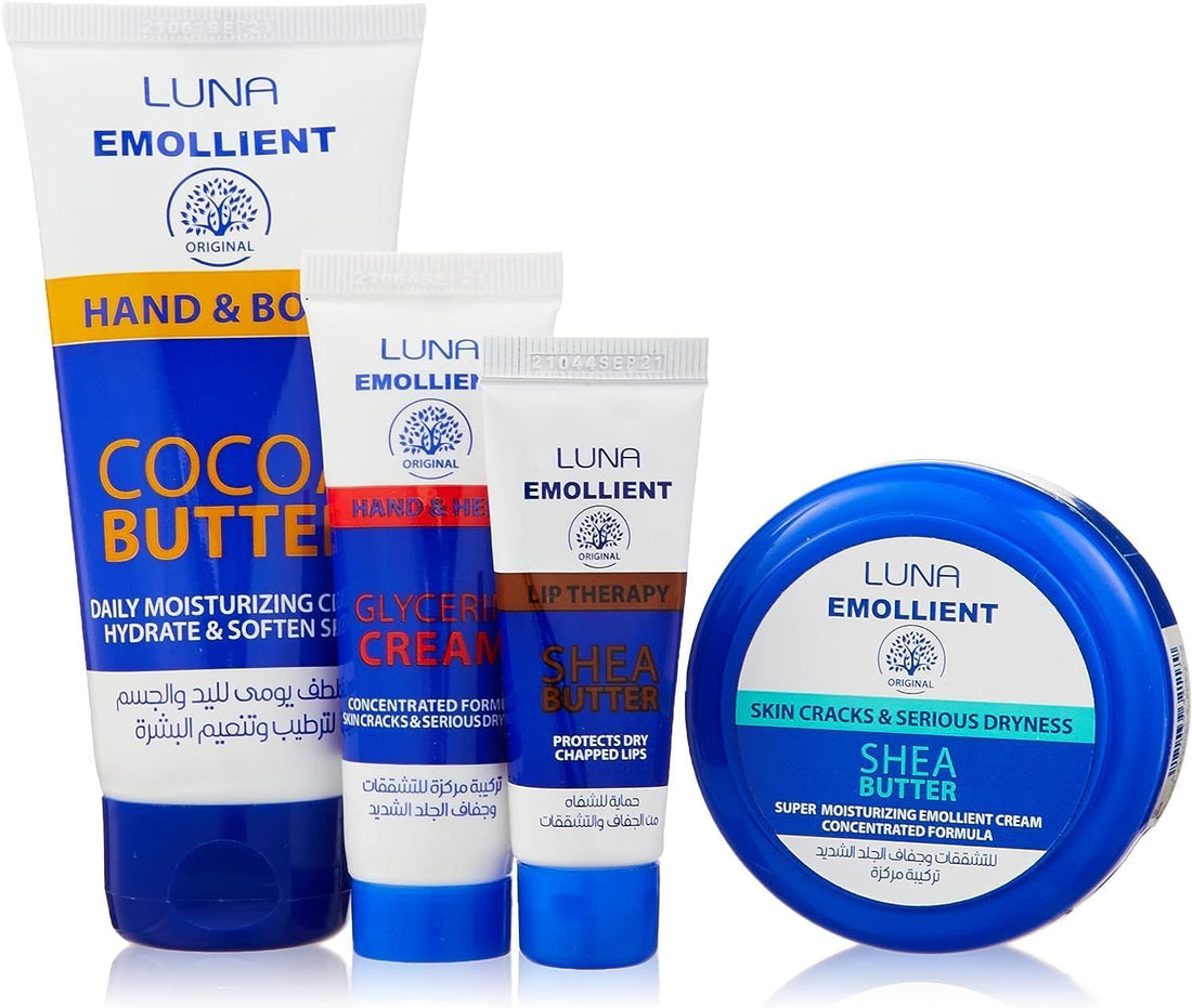 LUNA Moisturizing Care Set for Skin, Hands, Feet and All Over the Body, Intensive Protection from Extreme Dryness and Cracks