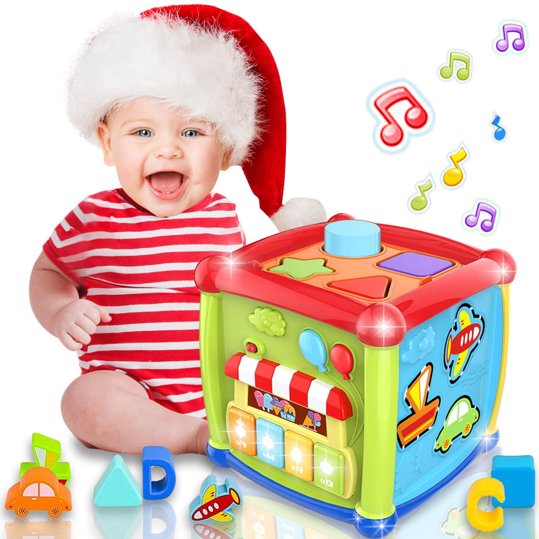 Baby Spielzeug 1 Jahr 6-in-1 Lernspielzeug Aktivitätswürfel Motorikwürfel Kinder Spielzeug 1 Jahr 12 18+ Monate Form Sortier Klavier Musik Spielzeug Geschenk für 1 2 Jahre Jungen Mädchen