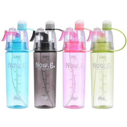 2 * 1 water bottle-this is a 600ml portable water bottle for running, exercise and outdoor sports with adjustable spray head that is multi-colored and multi-use