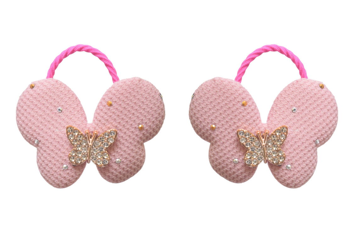 Daphne 2 Pieces Butterfly Shape Hair Ties - Pink Fuchia