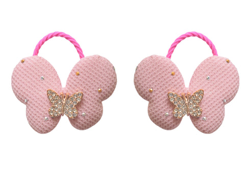 Daphne 2 Pieces Butterfly Shape Hair Ties - Pink Fuchia