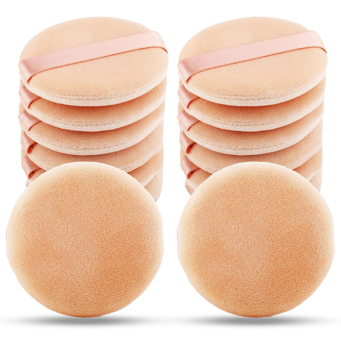 2Pcs Washable Powder Puff Soft Face Makeup Sponge, Loose powder Foundation Blending Sponges Set, Beauty Blender, Round Shape Reusable Cosmetic Powder Puff Wet & Dry Tool