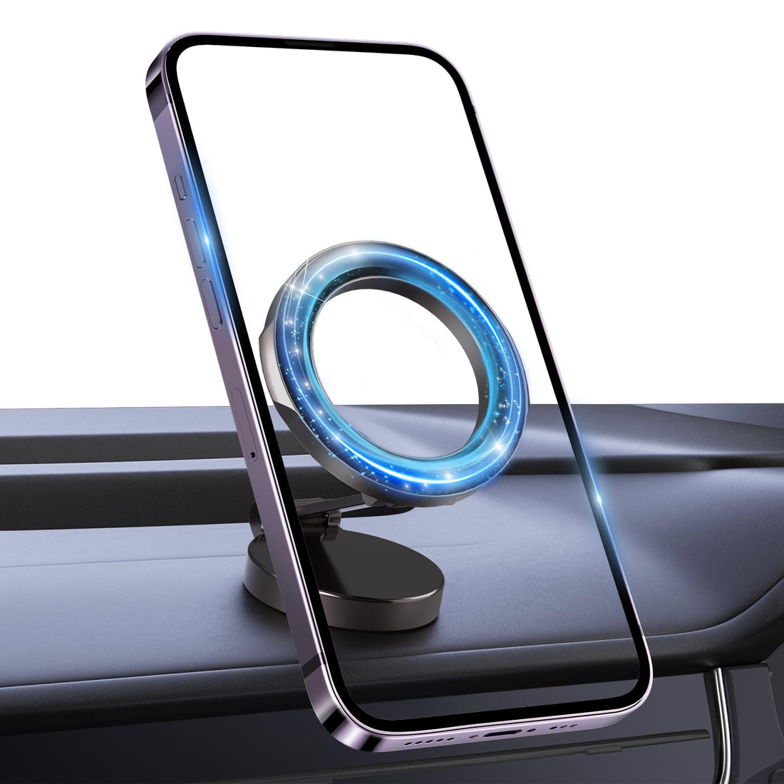 imluckies Magnetic Car Mount, [Upgrade Strong Magnets] Compatible with MagSafe Foldable Phone Holder for Car, Hands Free Dash Mount for iPhone 14 13 12 Pro Max Plus Mini, Dark