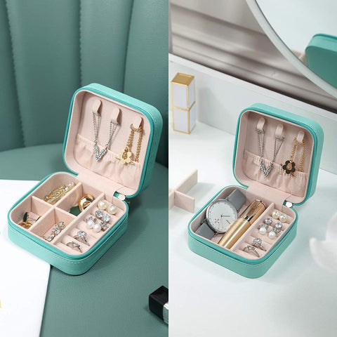 "Mini Accessories Organizer: Handy Jewelry to Collect All Your Accessories in One Place! Convenient Travel Design with Multiple Compartments for Bracelets, Necklaces, Earrings, Rings - Generic