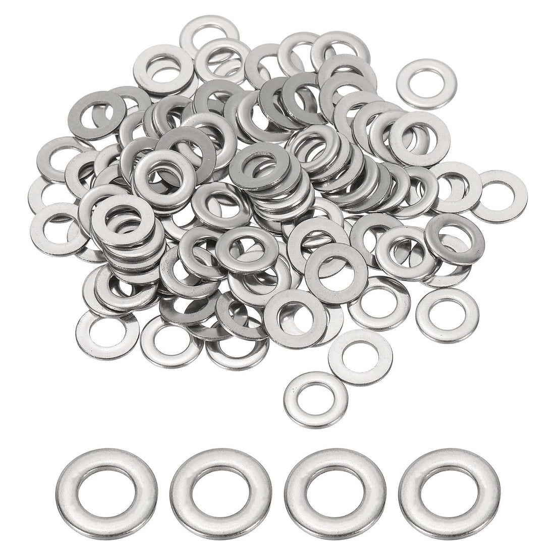 PATIKIL M5 x 10mm x 1mm 304 Stainless Steel Flat Washers, 100 Pcs Round Metal Washer Small Spacer for Screws Bolts Nuts Assortment