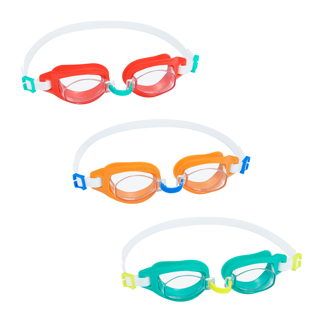 Bestway swimming goggles for kids and juniors | anti fog, uv protection and adjustable strap, aqua burst essential, assorted colours