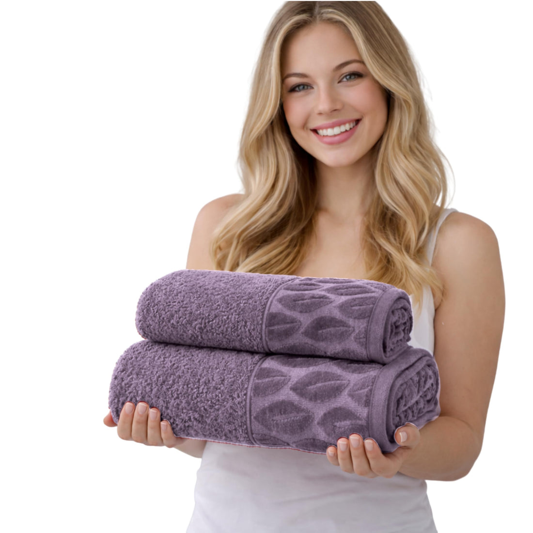 Burak Tekstil Supreme Egyptian Cotton Bath Towel Set – 2 Piece Set of 2 Large Bath Towels (140 X 70 cm), Ultra Soft, Highly Absorbent, Made in Egypt (Mauve)