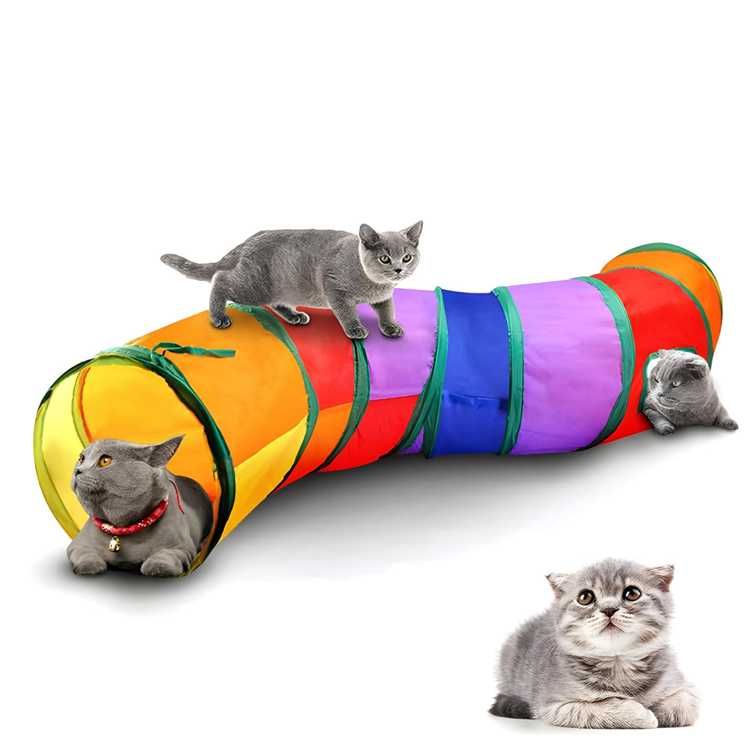Cat Tunnel for Indoor Cats Interactive - Rabbit Tunnel Toys, Pet Toys Play Tunnels for Cats Kittens Rabbits Puppies Crinkle Pop Up Rainbow 47" Shape S