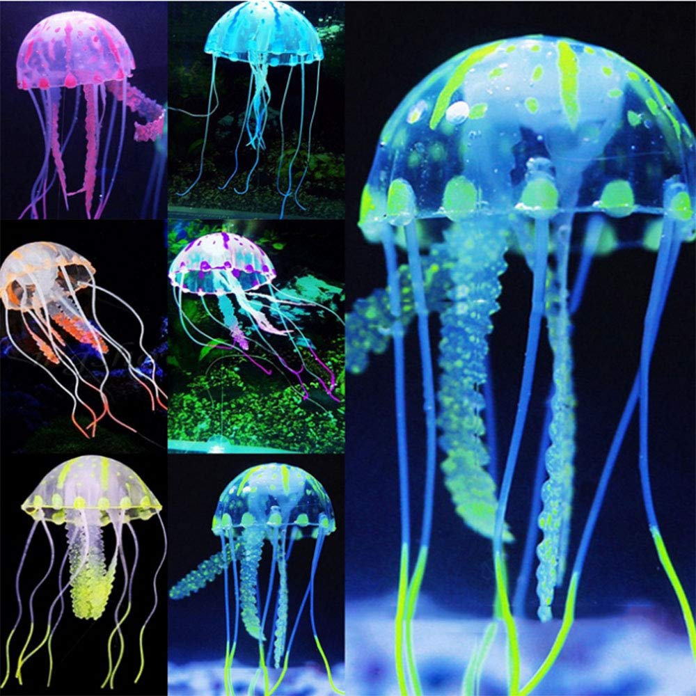 Aquarium Decor Simulated Aquarium Jellyfish Luminous Glowing Light Effect Fish Tank Ornament Decoration Blue