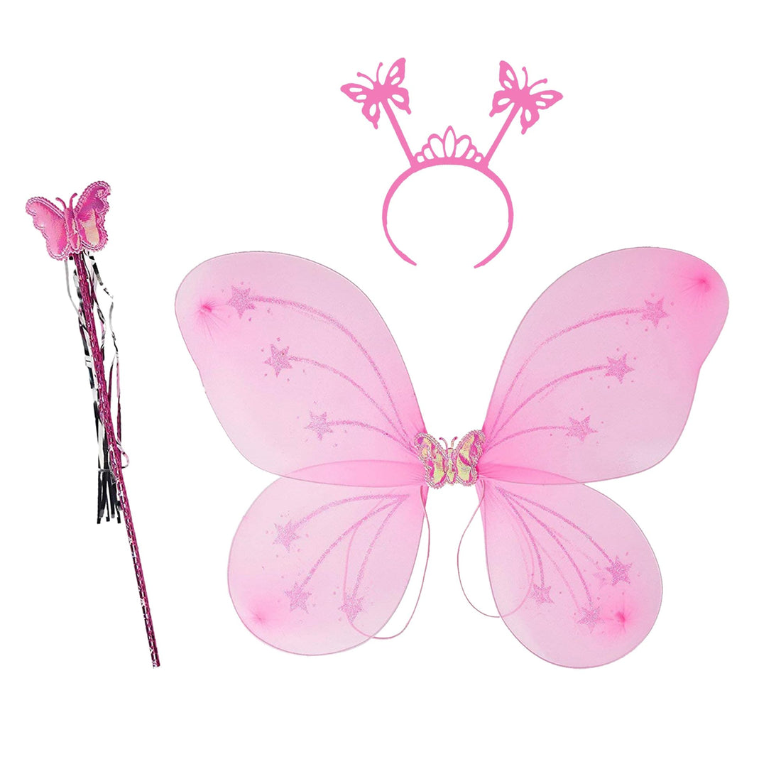 Baby Girl's Fairy Butterfly Wings | Butterfly Angel Wing, Headband Set and Wand |Costume For Girls Kids | Set