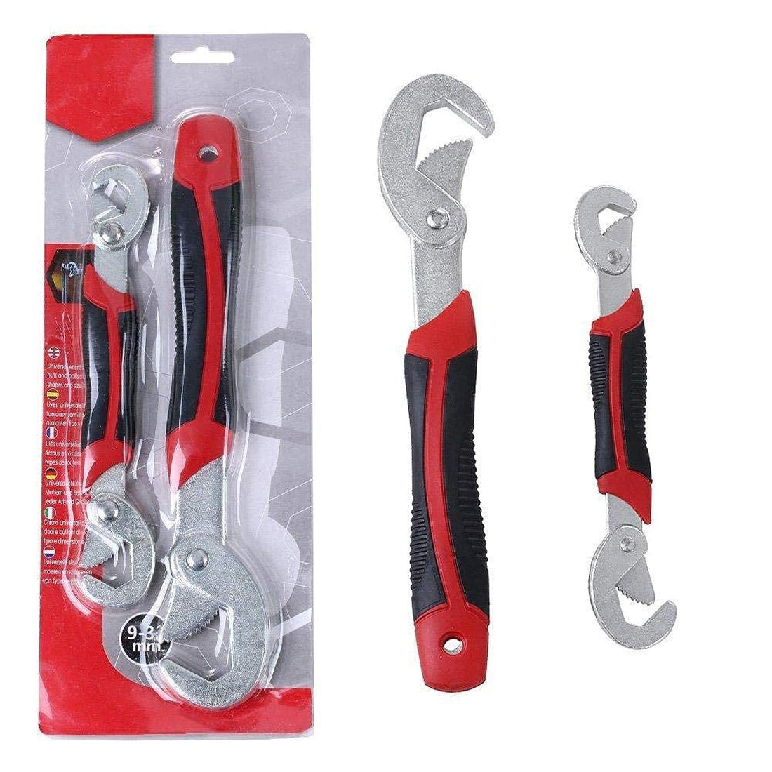 2Pcs Multi-function Universal Quick Snap N Grip Adjustable Wrench Spanner Set