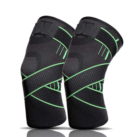 2 Pcs Compression Knee Brace Sleeves Sport Protective Knee Pads Breathable Knee Support for Running Basketball Cross fit Squats Lifting Knee Protector(L-Green)
