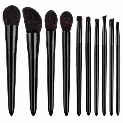 Makeup Brush Set With Bag - Professional Makeup Brushes, Set Of 10 Pieces, Soft Bristles, Foundation, Eyeshadow, Blending & Contouring Brushes, Beauty Tools, For Women & Girls (Black)