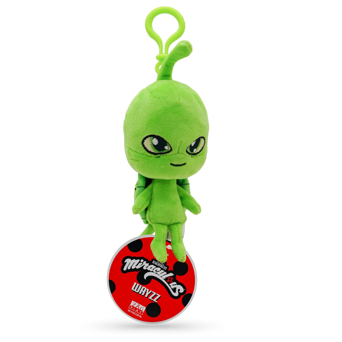 Miraculous Ladybug Kwami 5-inch Lifesize Backpack Keychains - Wayzz The Turtle Clip-On Toys - Portable Ladybug and Cat Noir Accessories, Keychain Plush - Gift Stocking Stuffer for Kids and Collectors
