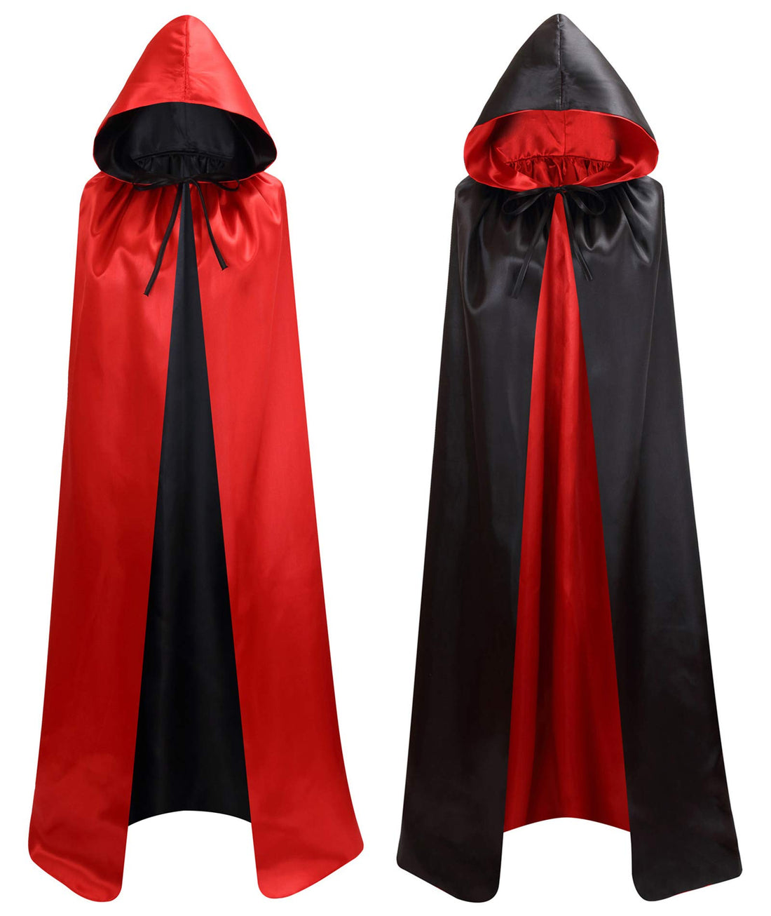 Wonka makroyl Unisex Reversible Hooded Cloak Cape for Christmas Halloween Party Vampires Cosplay Costumes, Black+red, Large