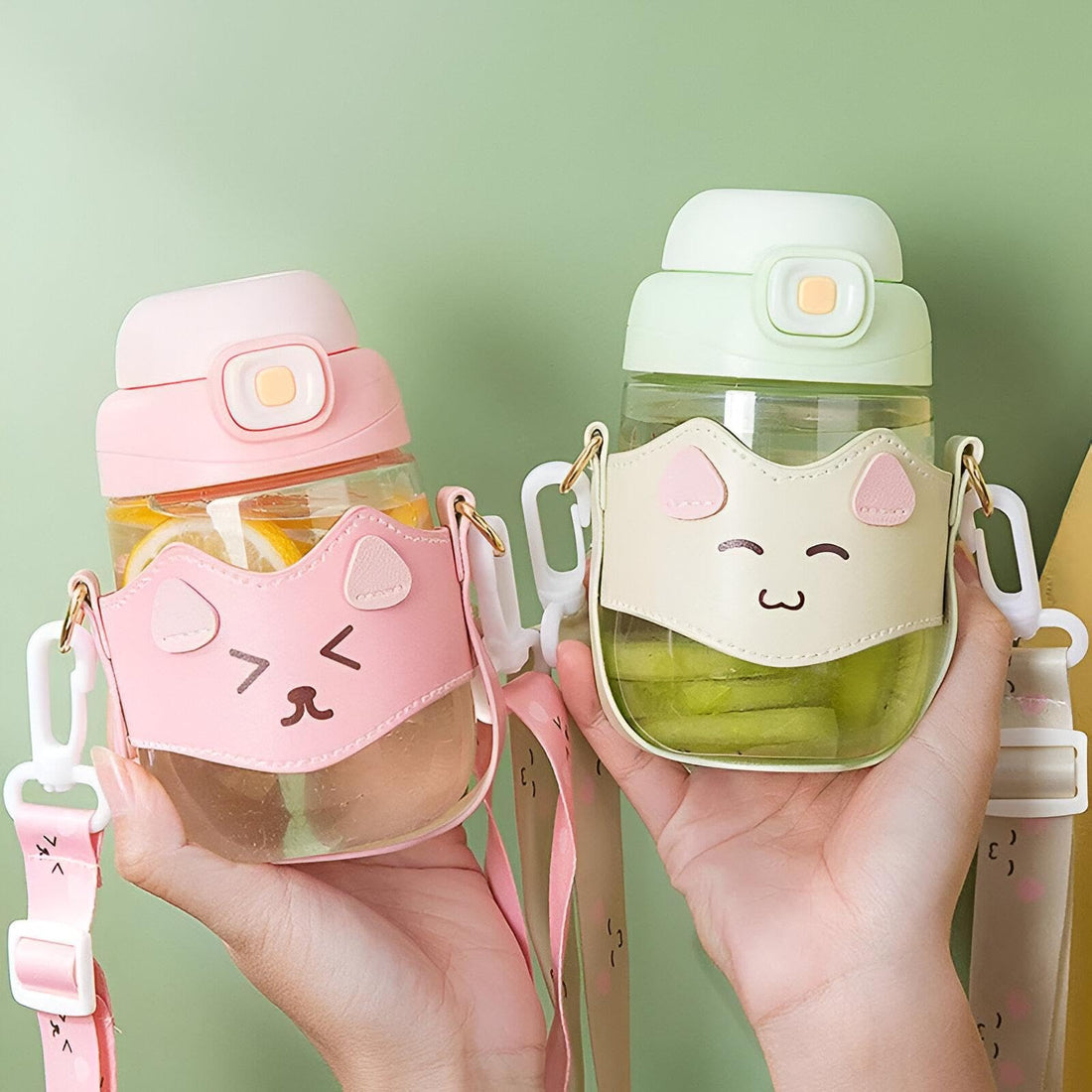 Child's Drink Bottle - Vibrant Cartoon Style with Leak-Resistant Cap, Silicone Drinking Straw, Convenient Handy Strap, Crafted from High-Quality Clear Acrylic for Safe Hydration, Multiple Colors