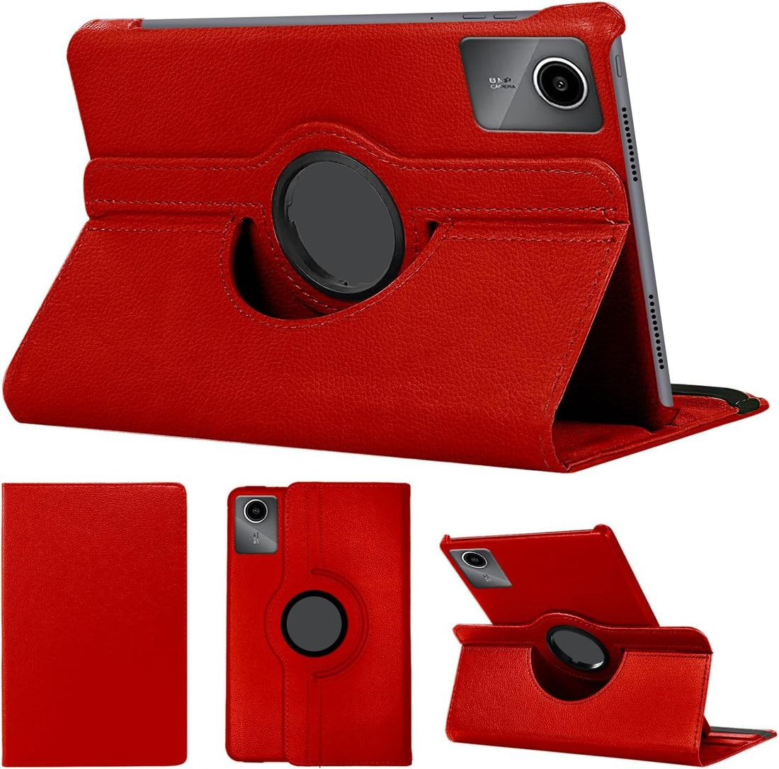 Dl3 Mobilak Protective Cover for Lenovo Tab M11/Tab K11 LTE 11" 2024, 360° Rotatable Smart Stand, Leather Folio Flip Cover with Multi-Angle Viewing, Auto Wake Sleep (Red)