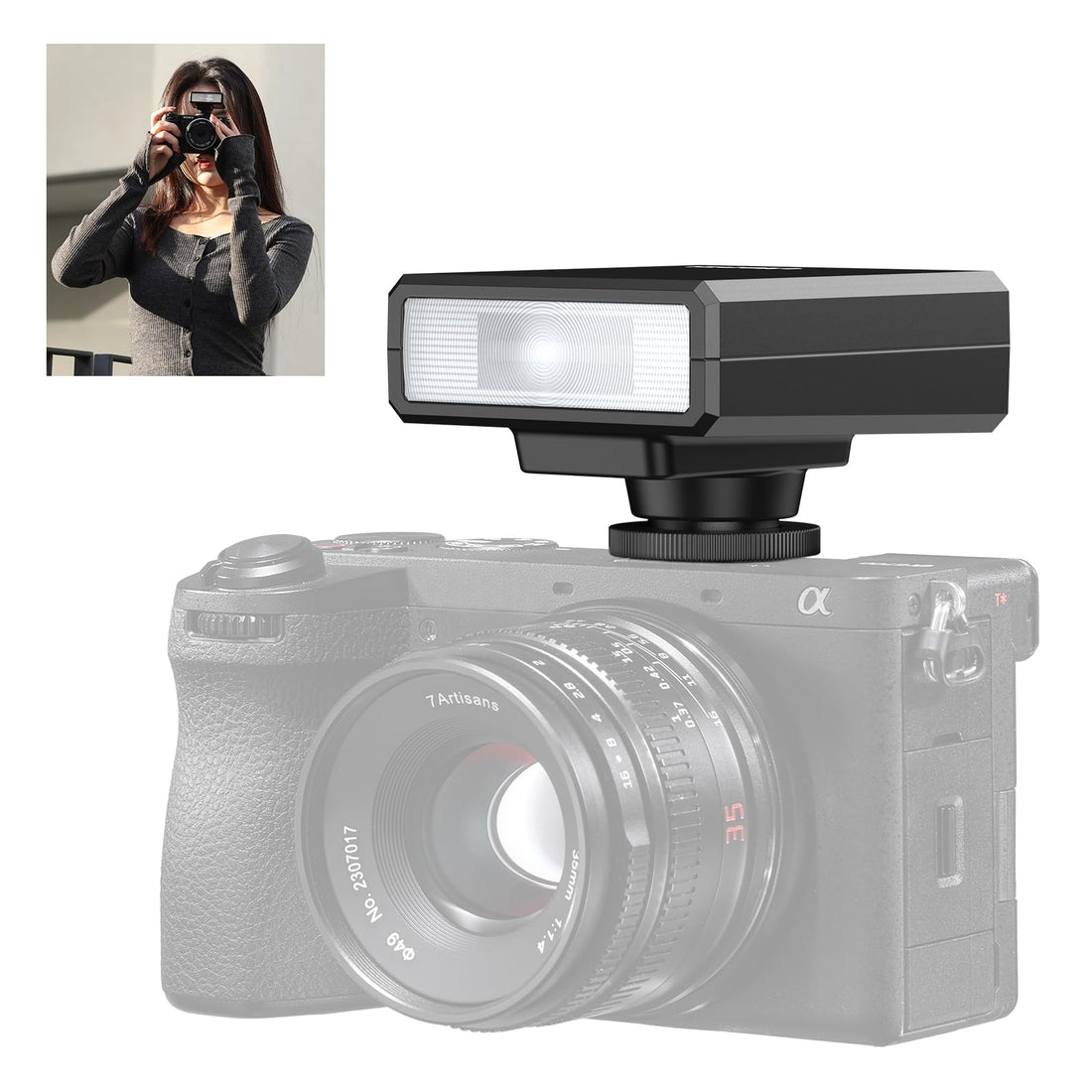 LM20 Mini Flash Speedlite for Canon/Fuji/Sony/Nikon/Panasonic Olympus Pentax, Digital Camera Speedlight