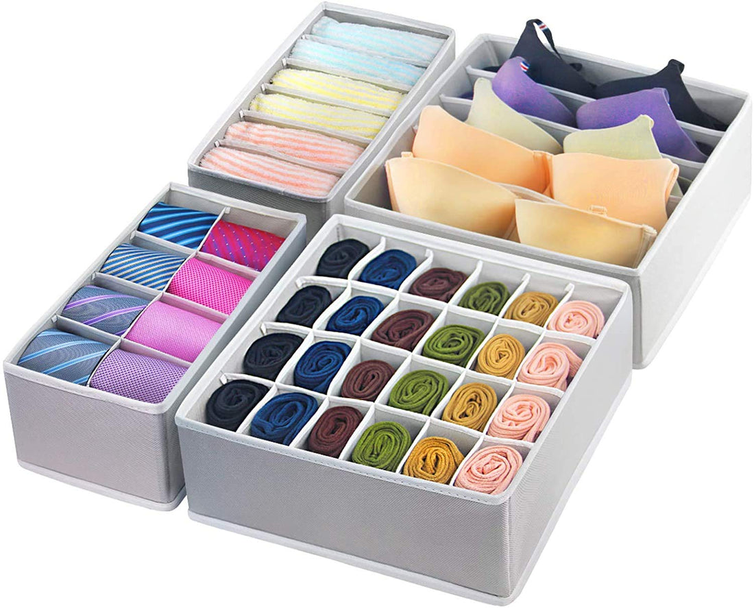 Simple Houseware Closet Underwear Organizer Drawer Divider 4 Set, Desk Closet Organizer and Storage for Bra, Socks