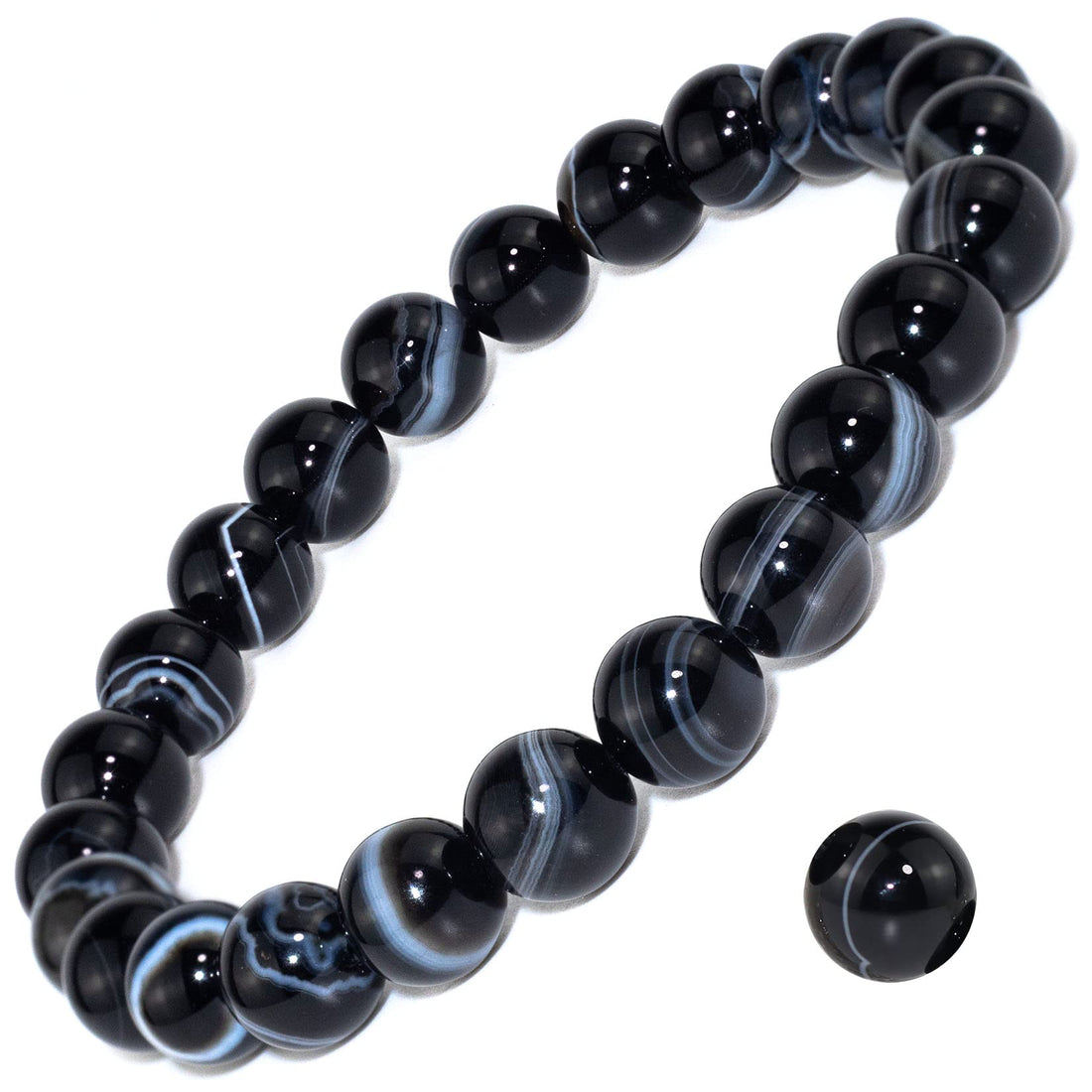Handmade Gem Bracelet 7.5" Stretch Gemstone 8mm Round Beads Crystals Quartz Unisex