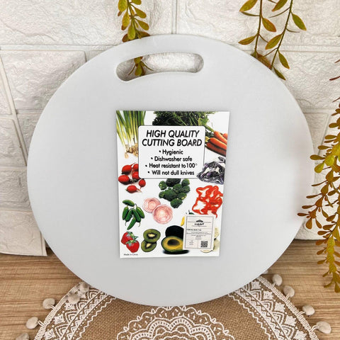 Generic Round Plastic Cutting Board, White, 34cm, Dishwasher Safe, Heat Resistant, Hygienic, Scratch-Resistant .bar