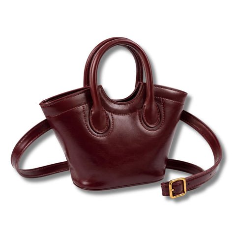 AYSLE 1679 Women’s Glossy Leather Top Handle & Crossbody Bag | Minimal Elegant Design | Zipper Closure | Adjustable Strap | 12 Colors | 16×24×9 CM