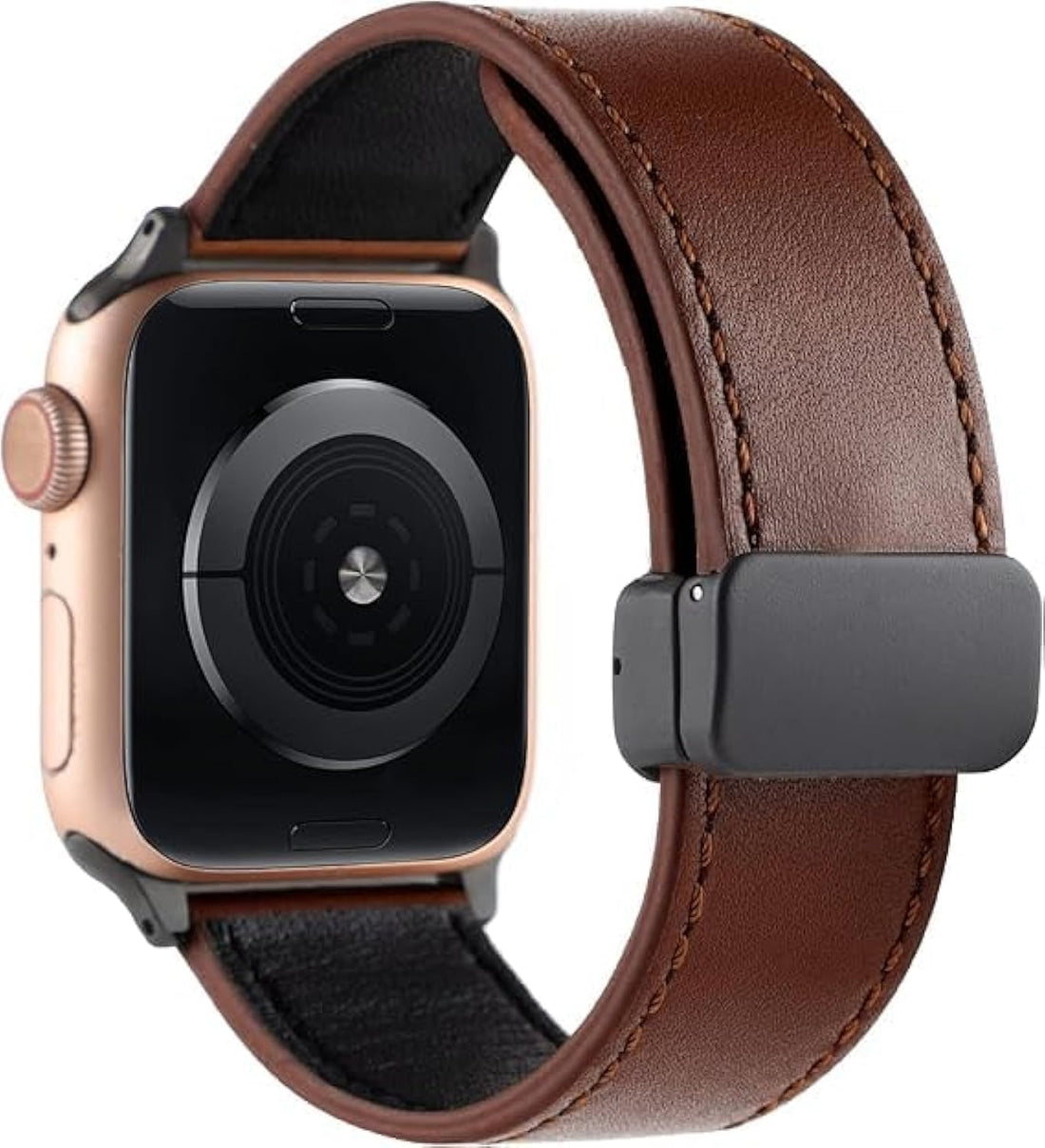 Leather Band Compatible with Apple Watch Ultra 49mm 45mm 44mm 42mm, Genuine Leather Magnetic Clasp Strap for iWatch Ultra SE 2 Series 8 7 6 5 4 3 2 1 Men Women