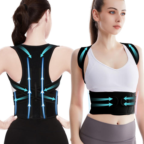 Back Brace Posture Corrector For Women Men, Upper Back Support Brace For Adults, Spine Back Straightener, Thoracic Back Brace, Adjustable Shoulder Back Support Straightener (black, M)