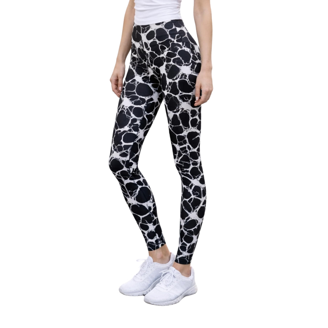 High Waisted Full Length Workout, Women's Athletic Leggings with Signature Pattern. Comfortable and Stretchy for Sport and Everyday Style for Girls and Women