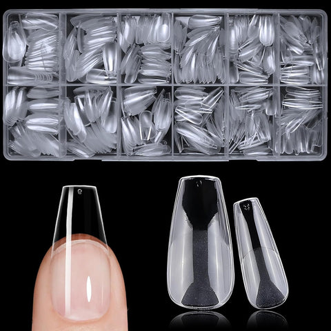 Short Coffin Nail Tips, 600Pcs 12 Sizes Full Cover Pre Shaped Nails, Acrylic Half Matte Short Gel Nail Tips for Home DIY Extensions Nail Salon Gelly Tips